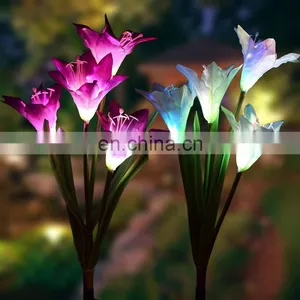 Solar Lights Outdoor - New Upgraded Solar Garden Lights, Multi-Color Changing Lily Solar Flower Lights for Patio,Yard Decoration thumbnail-3