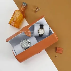 Men's Luxury Personalized Leather Roll Bag, Travel Bag, Collectible Bag,Travel Portable Watches Box PU Leather Watch Roll Case With Ring Holder Box thumbnail-2
