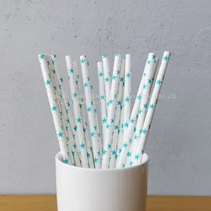 Blue Star Pattern Drinking Paper Straws thumbnail-1