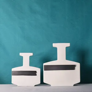 Flat T Letter Chinese Modern Simple Ceramic Flower Vase For Hallway Decor thumbnail-1