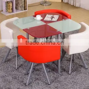 1+4 Square Glass Table Set Small Meeting Tables Dinning Talbes and Chair thumbnail-4