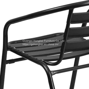 Black Garden Patio Outdoor Metal Stackable Chair thumbnail-4