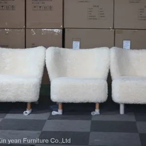 2022 the Most Popular and Comfortable Petra Chair in Sheepskin Covering High End Wood Furniture Chairs thumbnail-4
