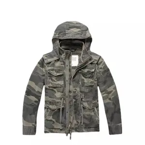 Men's Casual Hooded Long Sleeve Camouflage Multi-Bag Medium Long Jacket Coat thumbnail-1