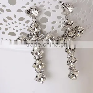 Fashion Wholesale 925 Sterling Silver Diamond Cross Earrings thumbnail-5