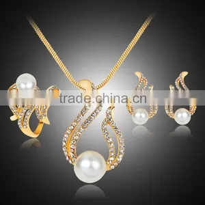 Luxury Brand Imitation Pearl Necklace Earrings Wedding Jewelry Sets Vintage Fashion Crystal Bridal Jewellery Set for Women Gift thumbnail-5