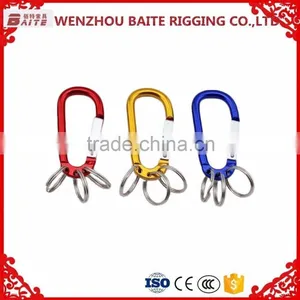 Colorful Aluminum Carabiner With 3 Pcs Key Ring ,D Shaped Aluminum Snap Hook With Keyring thumbnail-1