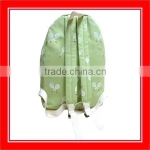 High Quality Products Bros White Badminton Rackets Pattern Printed Light Green Canvas Backpack thumbnail-2