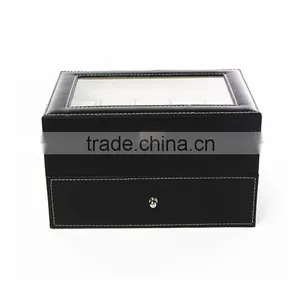 6 Slot Leather Luxury Square Wooden Custom Watch Box thumbnail-6