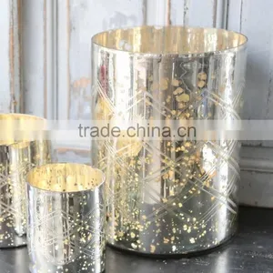 Mercury Glass Vase, Gold and Silver Glass Vase, Antique Mercury Glass Vase thumbnail-1