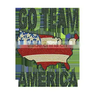 Wholesale Custom Strass Hotfix Rhinestone Nailhead Motif GO TEAM AMERICA thumbnail-2