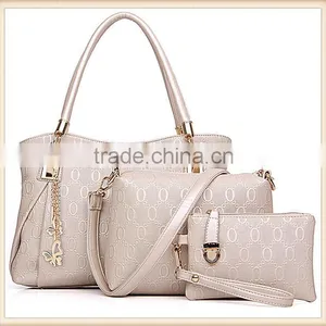 New Stylish Summer Women Bag Set Gold Handbag 3 Pieces Kit Shoulder Messager Pouch thumbnail-4