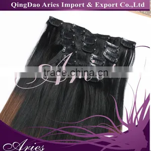 120gram Brazilian Hair Clip-In Human Hair Weft Ombre Color Hair Extension thumbnail-1