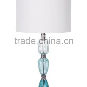 Modern Stacked Ribbed Glass Table Lamp With Gradient Color Effect thumbnail-1