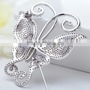 Platinum Plated Designer Fairy Butterfly Brooch With AAA+ Cz Micro Pave Setting for Women and Men thumbnail-5
