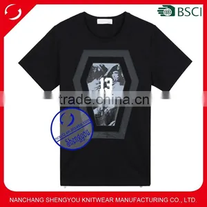 Wholesale Printed Cotton Custom Mens T-shirt With Side Zip thumbnail-1