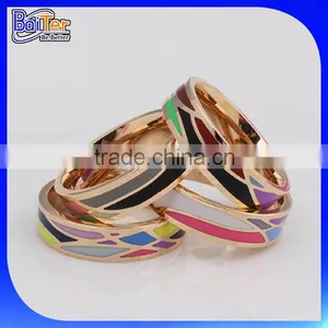 High Polished Stainless Steel Gold Enamel Ring With The Enamel thumbnail-1