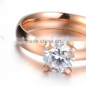 Fashion Rose Gold Titanium Steel Crystal Ring for Women Titanium Jewelry thumbnail-5