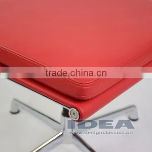 Replica Charles Management Soft Pad Lounge Chair Footstool- Red Genuine Leather thumbnail-3