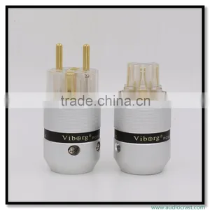 OEM/ODM Viborg Audio Aluminum Gold Plated Schuko EU Power Plug+IEC Female Audio Connector thumbnail-2