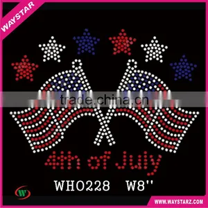 4th Of July American Flag Iron On Rinestone Appliques Wholesale thumbnail-1
