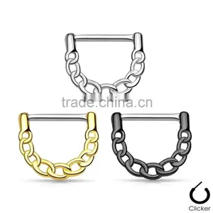 Nipple Ring Linked Chain Design Clicker Ring thumbnail-1