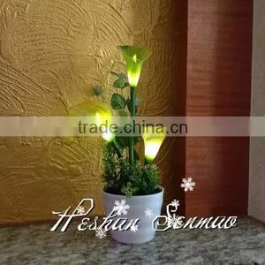 Factory Direct Wholesale Artificial Calla Lily Indoor Decor Potted Flower Bonsai With Led Light thumbnail-1
