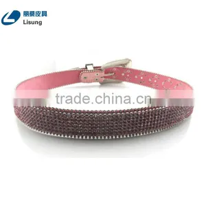 Western Cowgirl Pink Crocodile Leather Rhinestone Diamond Studded Chain Belt thumbnail-5