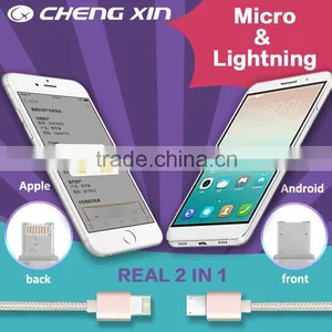 Hot Selling High Speed Charging Braided 2 in 1 Micro Usb Phone Cable thumbnail-1