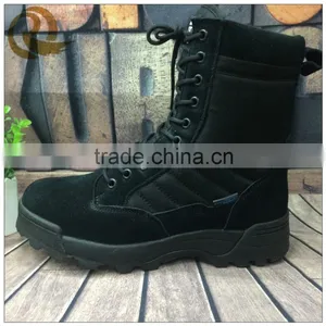 Black Leather Rubber Outsole Army Military Combat Boots for Man thumbnail-1