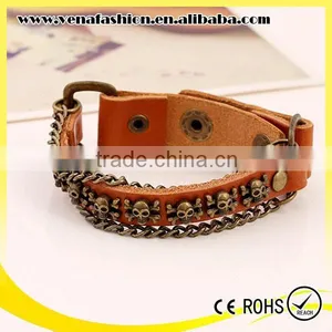 Chain Design Making Leather Charm Bracelet, Thin Leather Bracelets thumbnail-1