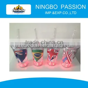 LED Double Wall Tumbler / LED Plastic Tumbler / LED Double Wall Plastic Mason Jar Tumbler With Straw thumbnail-1