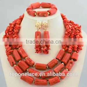 2016 Fashion African Bridal Beads Jewelry Set Coral Beads Jewelry Designs Nigerian Coral Beads Jewelry Set Wedding thumbnail-4
