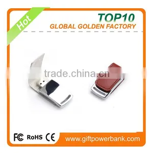 China Usb Manufacture Metal Leather Usb Flash Drive thumbnail-1
