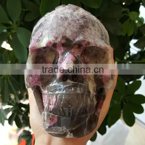 Custom Lifelike Red Tourmaline Crystal Skull Plum Blossom Quartz Crystal Skull thumbnail-1