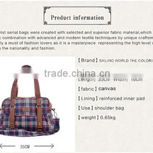 Hot Selling Colorful Plaid Canvas Lady Messenger Bags thumbnail-5