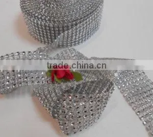 Fashion Silver Color Decorative Poly Mesh Ribbon Hot Diamante Style Ribbon Wrap Crafting Bridal thumbnail-1