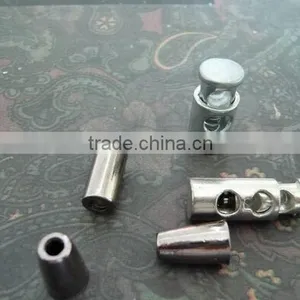 Spring Loaded Metal Round Toggle Stopper Cord Locks End thumbnail-1