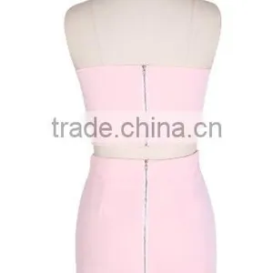 Sexy Women Solid Strapless V-Neck Crop Tops High Waist Slim Pencil Mini Dress Two Piece Set thumbnail-6