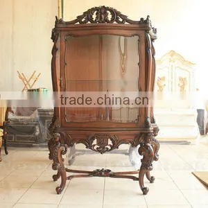 Antique Victorian Display Glass Cabinet With Natural Finish thumbnail-1