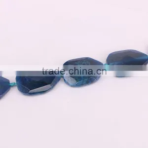 Full Strand Smooth Cracked Drop Blue Agate Gemstone For DIY Necklace Bracelet Jewelry Making Beads thumbnail-3