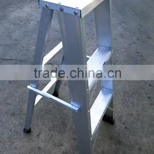 Aluminium One-Sided Folding 3 Step Ladders thumbnail-2