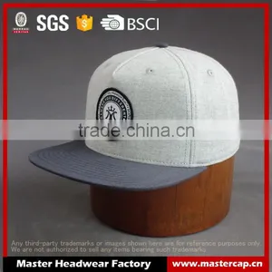 Custom 100% Cotton 6-panel Snapback Cap With Front Woven Label thumbnail-1
