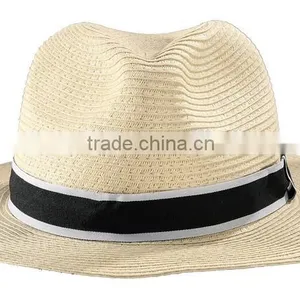 Black Ribbon Straw Fedora Hats, Fashion Panama Hats thumbnail-2