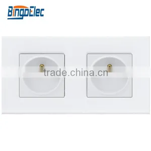 EU Standard Glass Panel 2gang Double French Socket thumbnail-1
