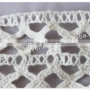 High Quality 8cm Width Off-white Crochet Cotton Fringe Trim for Garment thumbnail-4