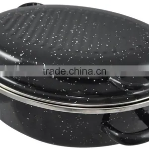 Enamel Roast Chicken Pot ,Enamel Roasting Pan , Enamel Oval Roaster , Self Basting Oval Roaster,Roast Chicken Machine, thumbnail-3