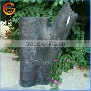 Wooden Style Fiberstone Flower Pot Stand, Column Plant Stand thumbnail-1