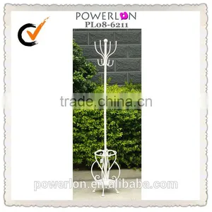 Antique White Portable Wought Iron Standing Coat Rack thumbnail-1