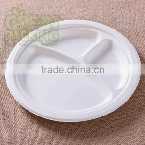 9 Inch 3 Compartment Sugarcane Compostable Plates thumbnail-1